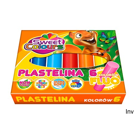 Plastelina fluorescencyjna 6 kolorów KOMA Plast do kreatywnej zabawy dla dzieci
