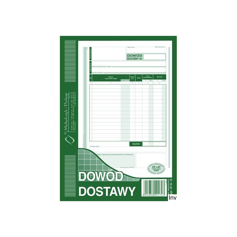 Dowód dostawy A5, 80 kartek wielokopia, 10-315-3 DOTTS