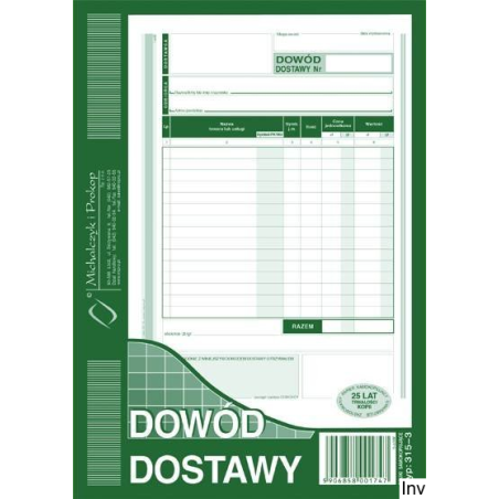Dowód dostawy A5, 80 kartek wielokopia, 10-315-3 DOTTS