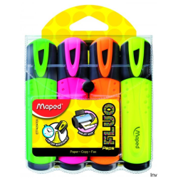 Zakreślacz FLUO PEPS Maped mix kolorów 4 sztuki w etui z zawieszką
