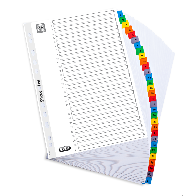 Oxford Przekładki kartonowe MYLAR A4 kolorowe 1-31 170 g/m²