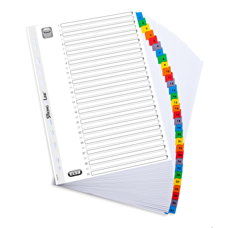 Oxford Przekładki kartonowe MYLAR A4 kolorowe 1-31 170 g/m²