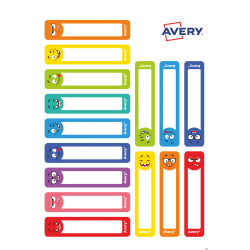 Avery Zweckform Naklejki na przybory do pisania 50 x 10 mm, 30 sztuk, kolorowe buźki
