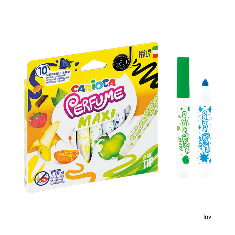 Pisaki zapachowe Carioca PERFUME MAXI 10 kolorów 1-7 mm, łatwo zmywalny tusz
