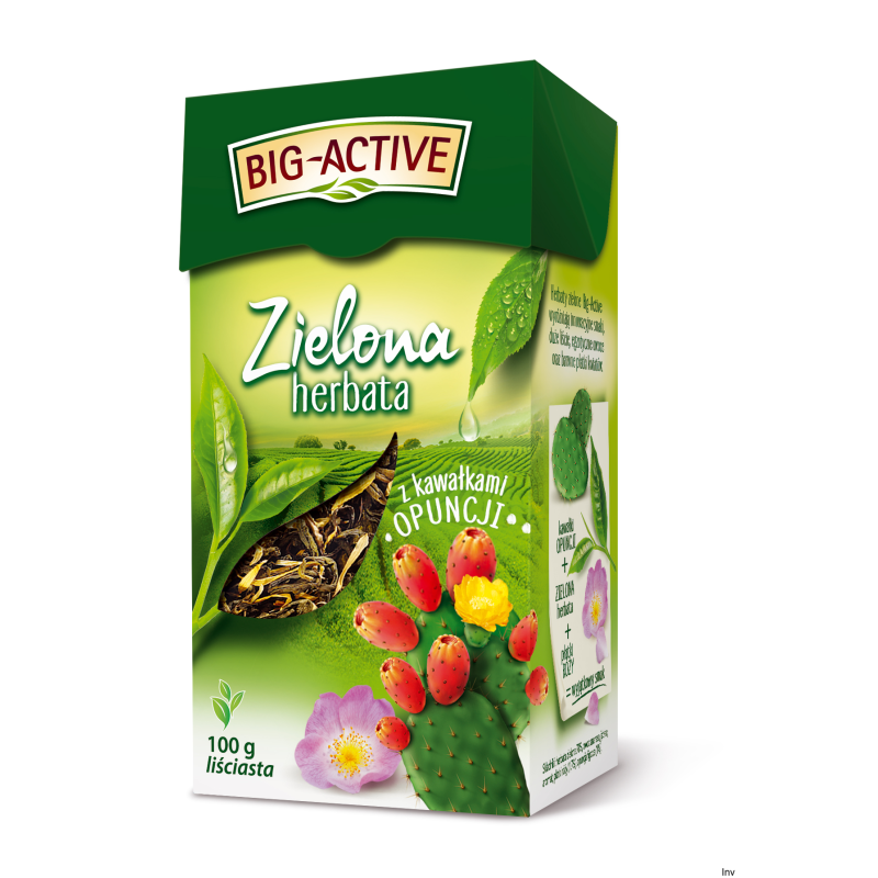 Herbata Big-Active liściasta zielona z kawałkami opuncji 100g