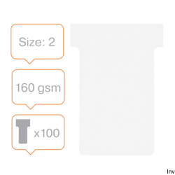 Karteczki T-Card Nobo, rozmiar 2, białe, 100 sztuk