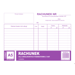 Rachunek A5 dla zwolnionych...