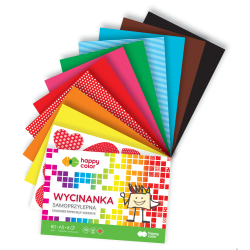 Blok wycinanka samoprzylepna A5 8 arkuszy HAPPY COLOR z kolorowym papierem w intensywnych barwach