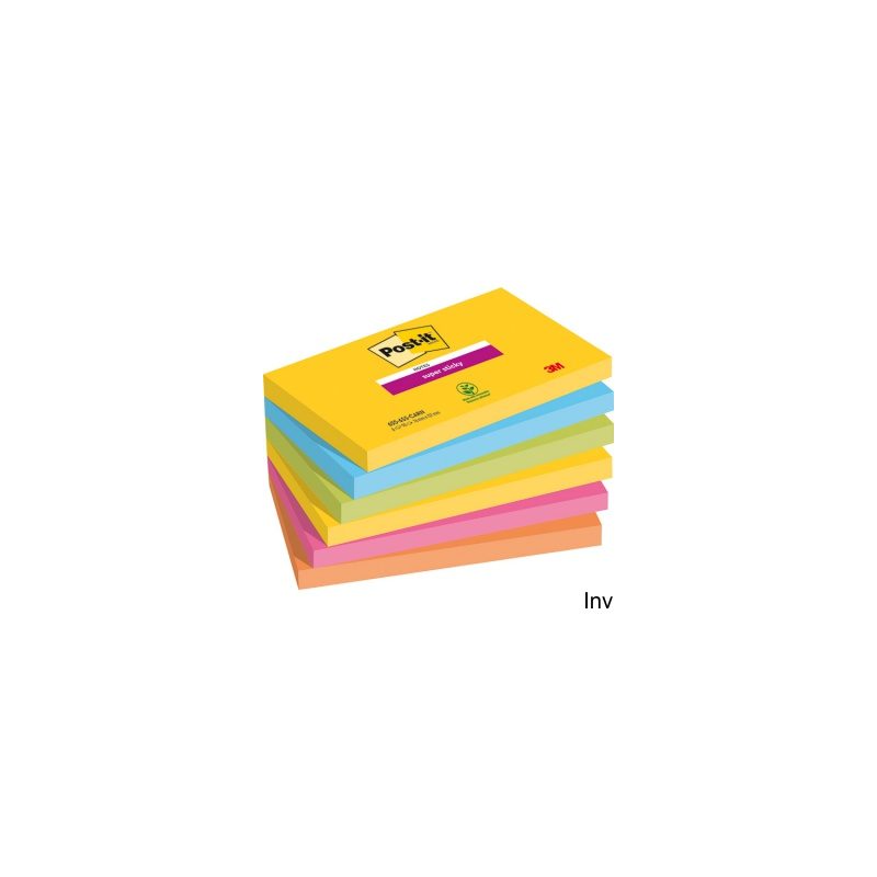 Bloczek samoprzylepny POST-IT Super Sticky 127x76mm, 6x90 kart., paleta kolorów Rio de Janeiro