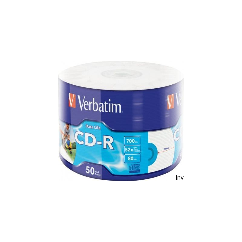 Płyta CD-R Verbatim 700MB 52x (50 sztuk) wrap INKJET PRINTABLE