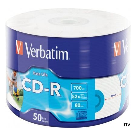 Płyta CD-R Verbatim 700MB 52x (50 sztuk) wrap INKJET PRINTABLE