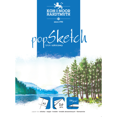 Blok szkicowy A3 110g Koh-i-noor POP SKETCH dla uczniów i amatorów sztuk plastycznych