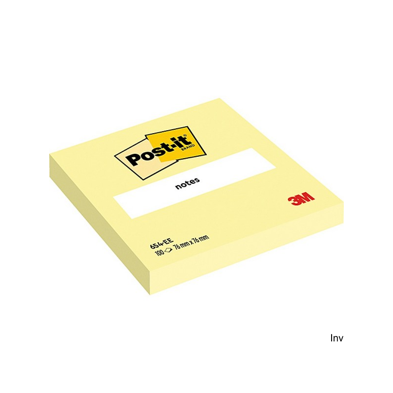 Bloczek samoprzylepny Post-It 3M, 76x76 mm, 1x100 sztuk, kolor żółty, gramatura 70 g/m²