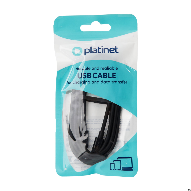 Kabel Platinet USB-C do USB-C 1.5m 100W 5A 480 Mbps czarny TPE
