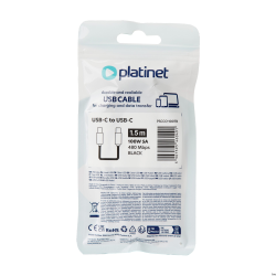 Kabel Platinet USB-C do USB-C 1.5m 100W 5A 480 Mbps czarny TPE