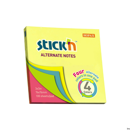 Notes samoprzylepny neonowy 4-kolorowy 76x76 mm 100 sztuk Stick"N