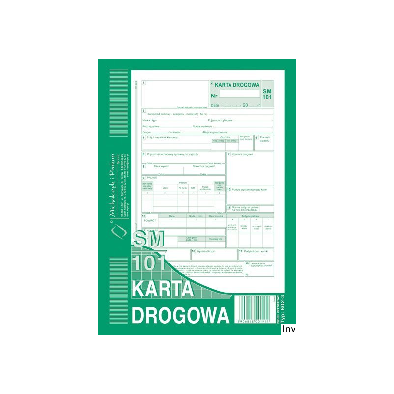Karta drogowa A5 80 kartek numerowanych offset 10-802-3N DOTTS