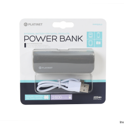 Power bank Platinet 2600mAh szary z kablem micro USB