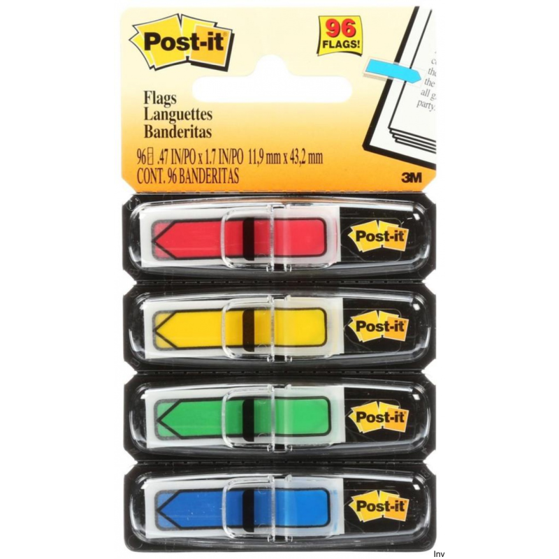 Post-It 3M zakładki indeksujące strzałki 12x43mm 4x24 sztuki neonowe