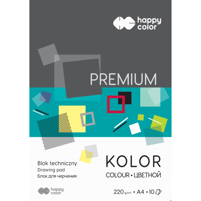 Blok techniczny Happy Color PREMIUM A4 10 kolorów 220 g