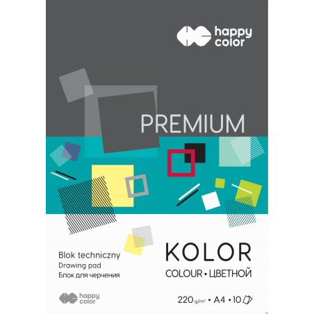 Blok techniczny Happy Color PREMIUM A4 10 kolorów 220 g