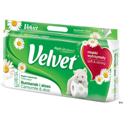 Papier toaletowy Velvet 3-warstwowy zapach rumianku, opakowanie 8 rolek, kolor biały