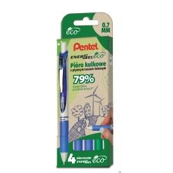 Pióro kulkowe ENERGEL ECO 4 sztuki PENTEL BL77E-ST4DCCCPL