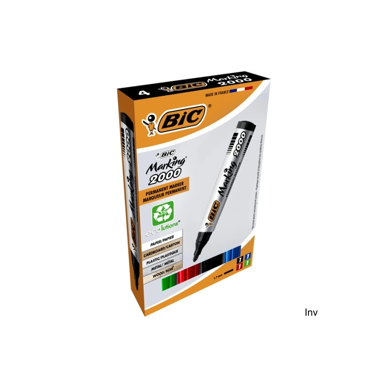Marker permanentny BIC 2000 Ecolutions mix, okrągła końcówka, 4 sztuki, bezzapachowy, 5.4 g tuszu