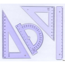 Komplet geometryczny Pratel z linijką 16 cm, kątomierzem i ekierkami 45/60 stopni
