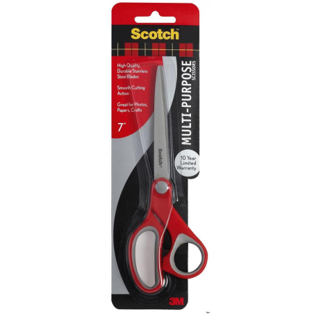Nożyczki biurowe Scotch 3M 18 cm ergonomiczne czerwono-szare ze stali nierdzewnej