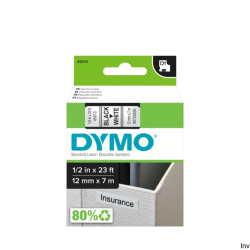 Taśma Dymo D1 12 mm x 7 m czarna/biała do drukarek etykiet