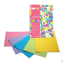 Blok papieru kolorowego Happy Color Deco Summer A4, 170g, 20 arkuszy, 5 kolorów