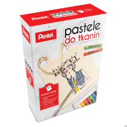 Zestaw pasteli do tkanin z torbą ecru i długopisem żelowym PENTEL PTS7-BN15-T