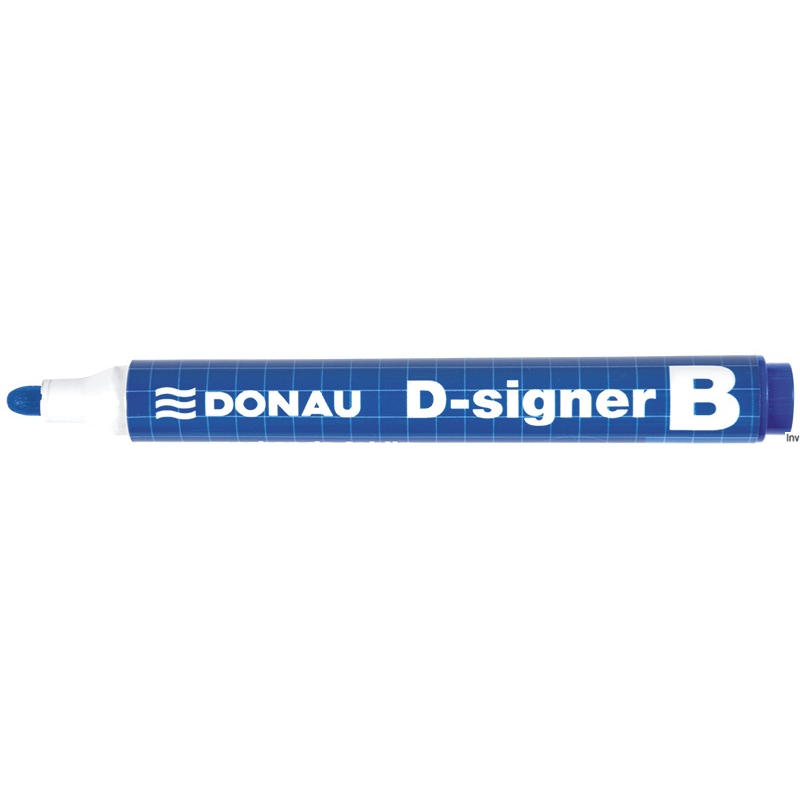 Marker Donau D-SIGNER niebieski okrągły 4 mm, tusz nietoksyczny, do 72 godzin bez wysychania, długość linii 200 m