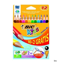 Kredki ołówkowe BIC Kids Evolution Triangle ECOlutions 10 sztuk + 2 kolory, ekologiczne, trójkątne, nietoksyczne