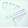 Komplet geometryczny Pratel z linijką 30 cm i ekierkami 45/60 stopni, kątomierzem 10 cm, przezroczysty