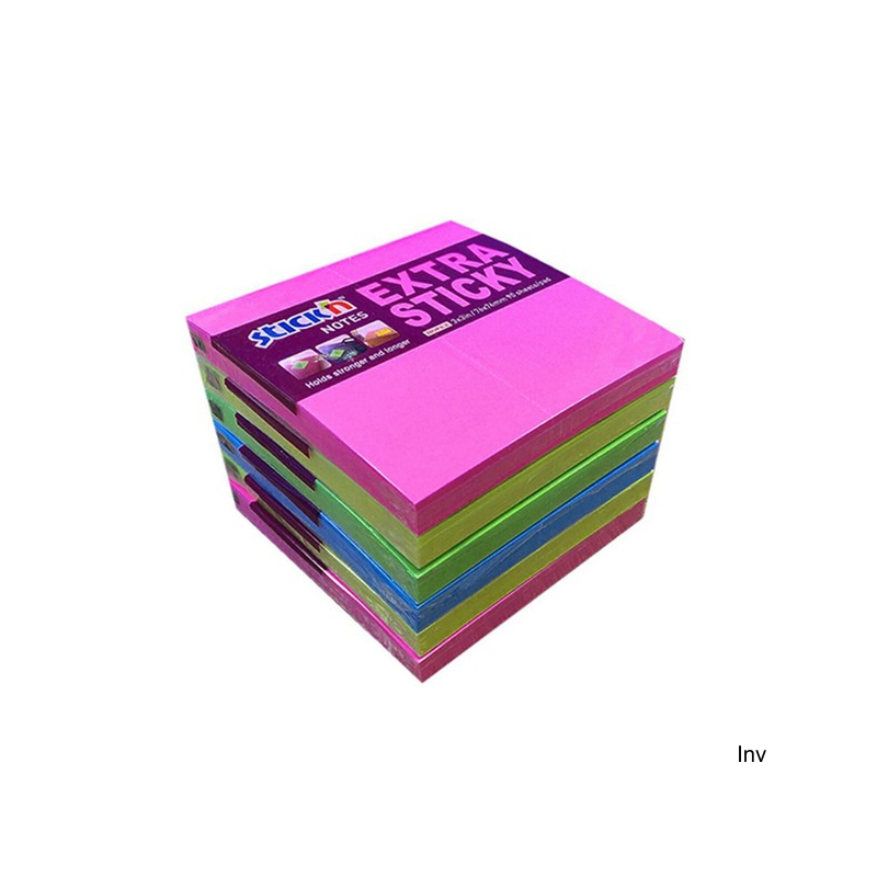 Stick'n Notes samoprzylepne EXTRA STICKY 76x76mm 4 kolory neonowe, 90 karteczek, 6 sztuk