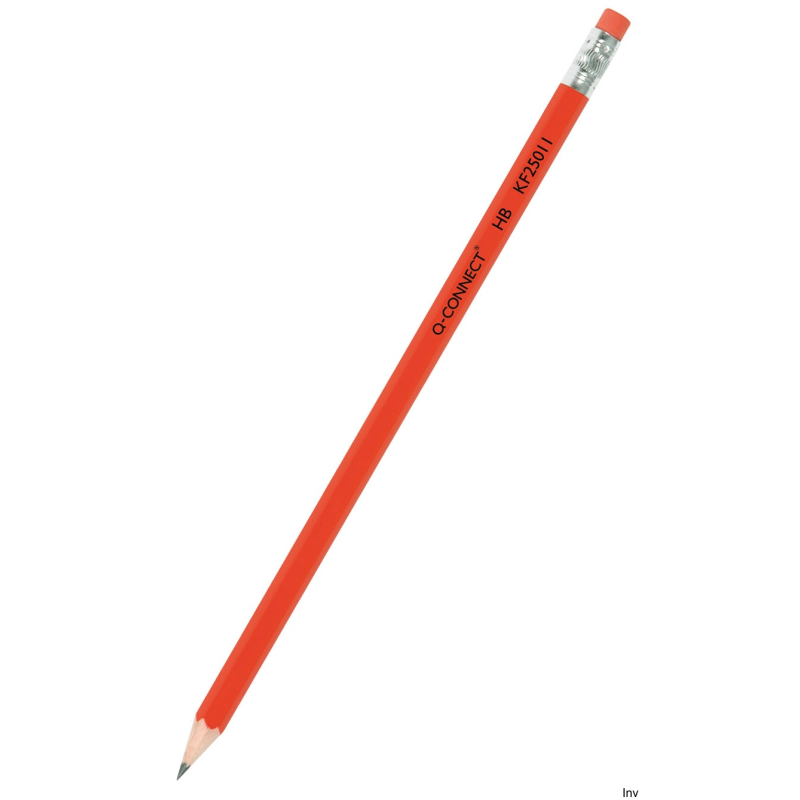 Ołówek drewniany HB z gumką Q-CONNECT, lakierowany, czerwony, długość grafitu 175 mm