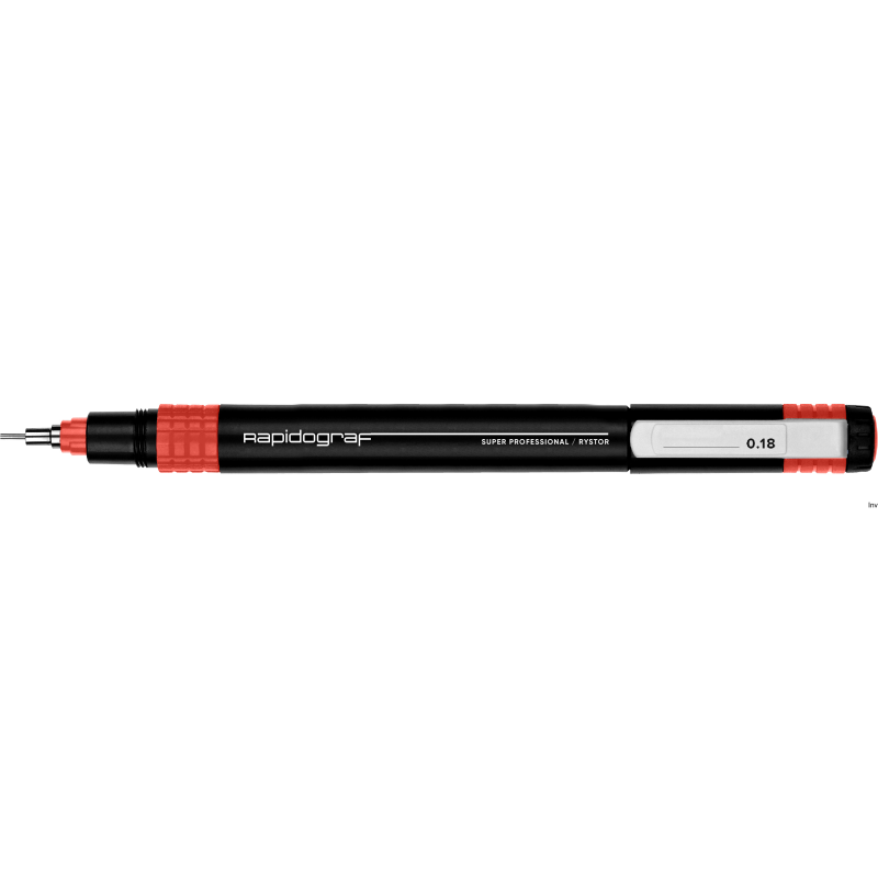 Pisak kreślarski Rystor 0.18mm (czerwony) do kalek, papieru i brystolu, wielokrotnego napełniania tuszem 20ml