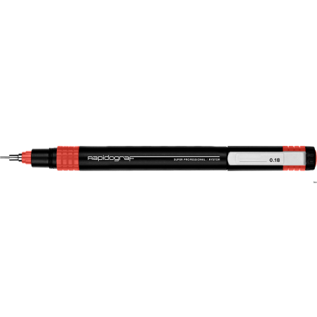 Pisak kreślarski Rystor 0.18mm (czerwony) do kalek, papieru i brystolu, wielokrotnego napełniania tuszem 20ml