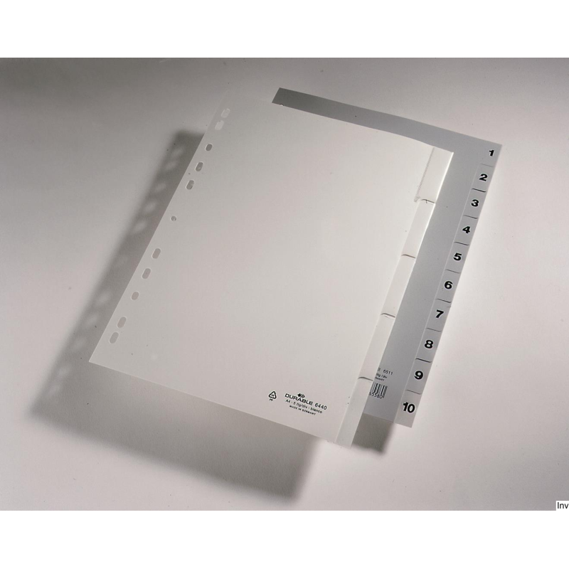Durable Przekładki PP A4 szare z nadrukiem indeksu 1-10, 10 sztuk