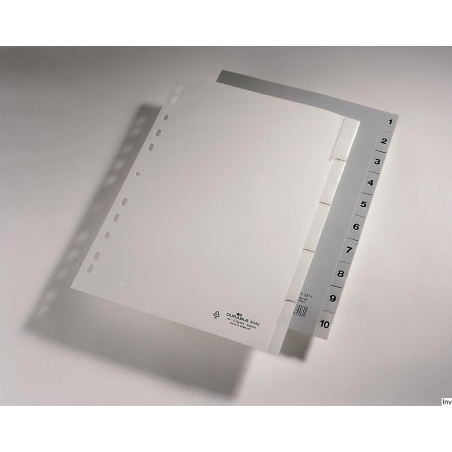 Durable Przekładki PP A4 szare z nadrukiem indeksu 1-10, 10 sztuk