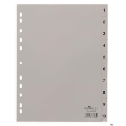 Durable Przekładki PP A4 szare z nadrukiem indeksu 1-10, 10 sztuk