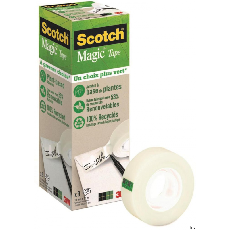 Taśma biurowa Scotch 3M Magic Greener Choice matowa 19mm 33m 9 sztuk