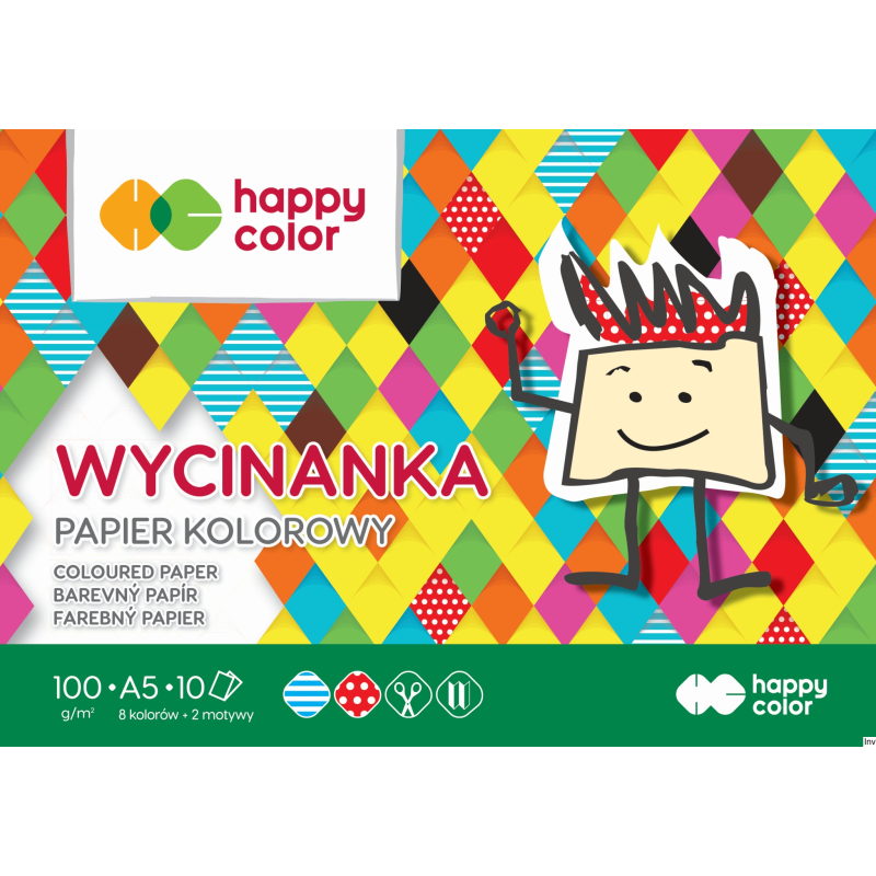 Blok wycinanka A5 10 arkuszy 100 g kolorowy Happy Color