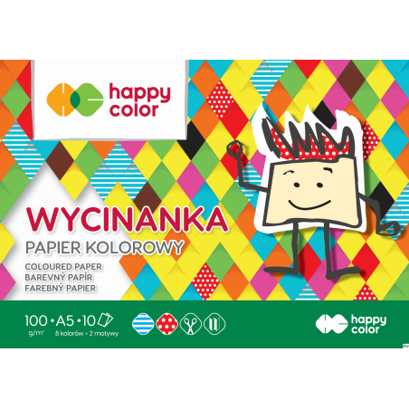 Blok wycinanka A5 10 arkuszy 100 g kolorowy Happy Color