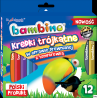 Kredki trójkątne Bambino 12 kolorów z temperówką w drewnianej oprawie