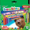 Kredki trójkątne Bambino 12 kolorów z temperówką w drewnianej oprawie