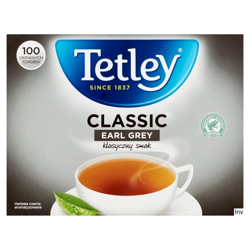 Tetley Earl Grey czarna herbata 100 saszetek bez zawieszki