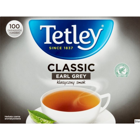Tetley Earl Grey czarna herbata 100 saszetek bez zawieszki